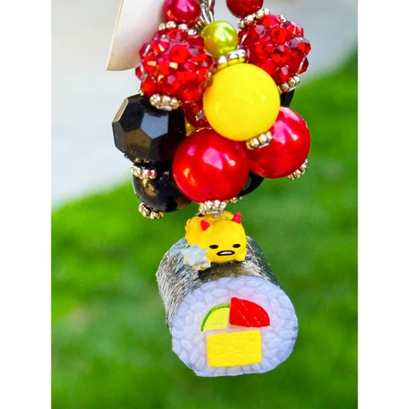 Gudetama Oni Sushi Rement Keychain Purse Bag Charm - Picture 1 of 5